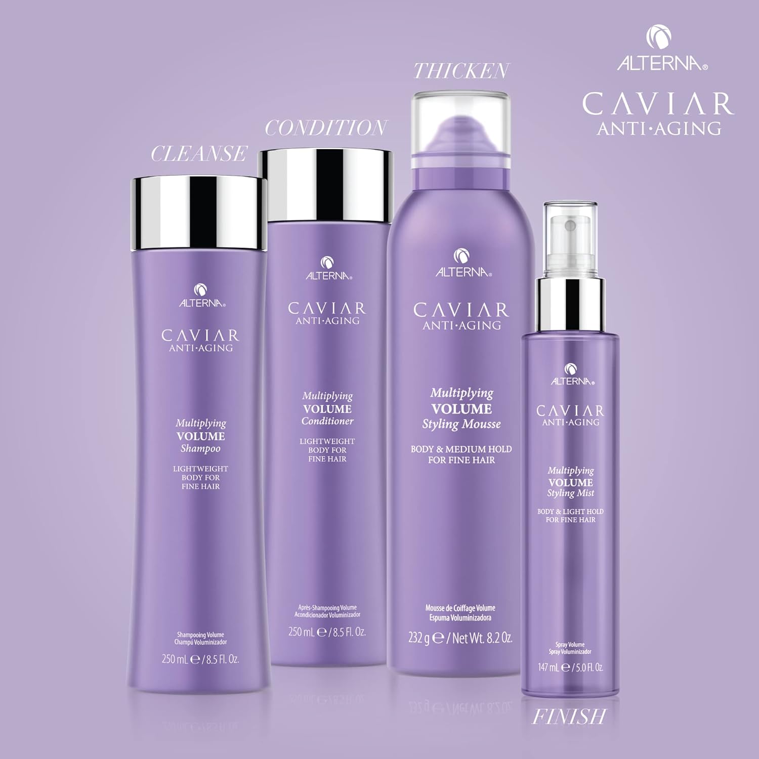 Alterna Caviar Anti-Aging Multiplying Volume Shampoo and Conditioner Standard Set, 8.5oz each | For Fine, Thin Hair | Create Instant Volume and Thickness | Sulfate Free : Beauty & Personal Care