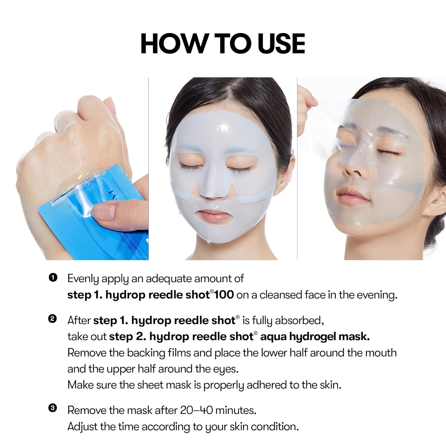 Vt Cosmetics Hydrop Reedle Shot 100Hl 2-Step Hydrogel Mask(34.5Gx4Ea), Intensive Hydrating, Exosome Hyaluronic Acid, Dewy & Glass Skin, Overnight Melting Mask, Korean Facial Mask, Valentine Gift