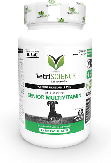 VetriScience Canine Plus Senior Multivitamin for Dogs, Chewable Tablet – Senior Dog Multivitamin with 25+ Key Nutrients, Vitamins and Minerals for Dogs, Homemade and Raw Diets