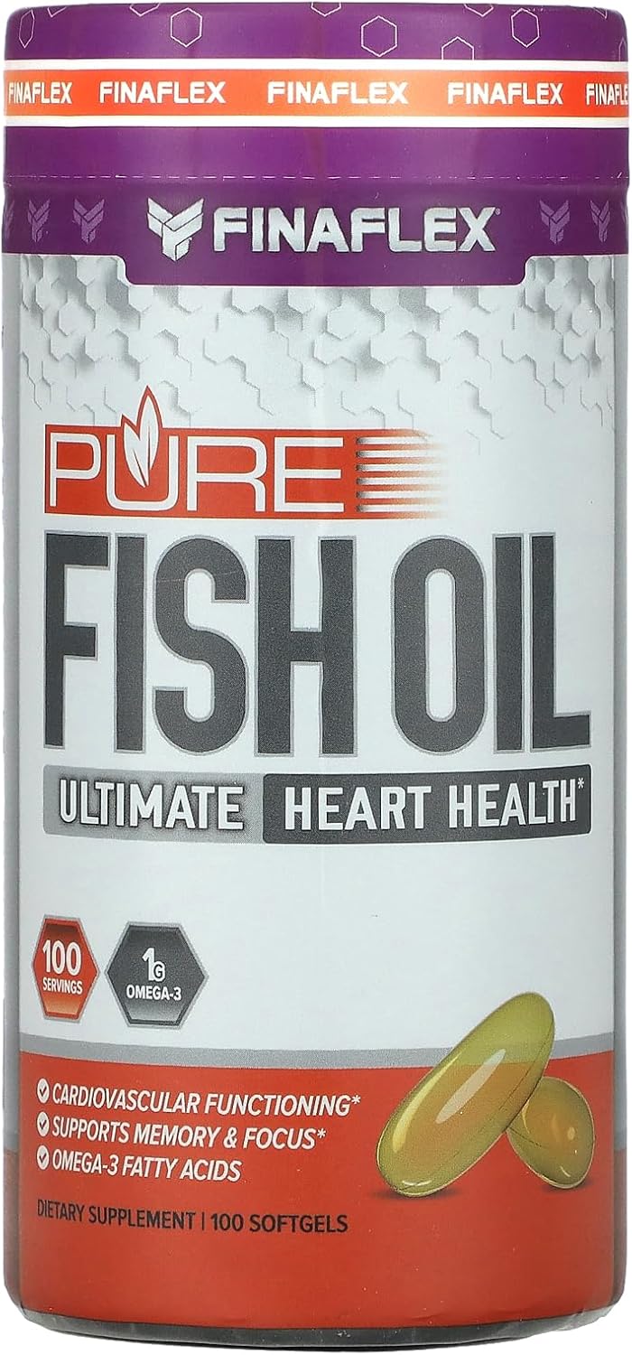 Finaflex Pure Fish Oil - 100 Softgels - Promotes Cardiovascular Function, Supports Memory & Focus - With Omega-3 Fatty Acids - 100 Servings