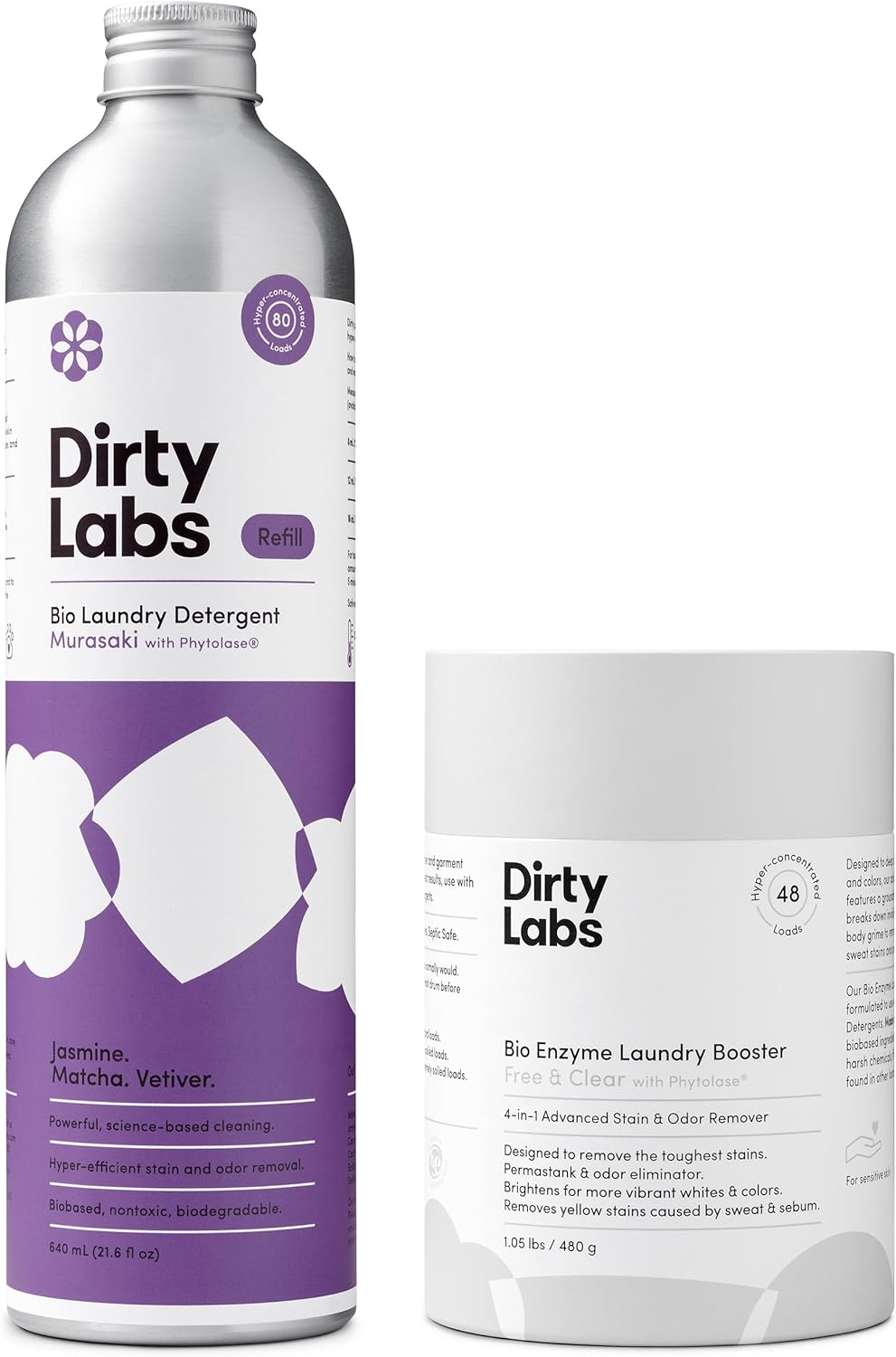 Dirty Labs | Murasaki Sustainable Set | Murasaki 80 Loads & Bio-Enzyme Booster | Hyper-Concentrated | High Efficiency & Standard Machine Washing | Nontoxic, Biodegradable