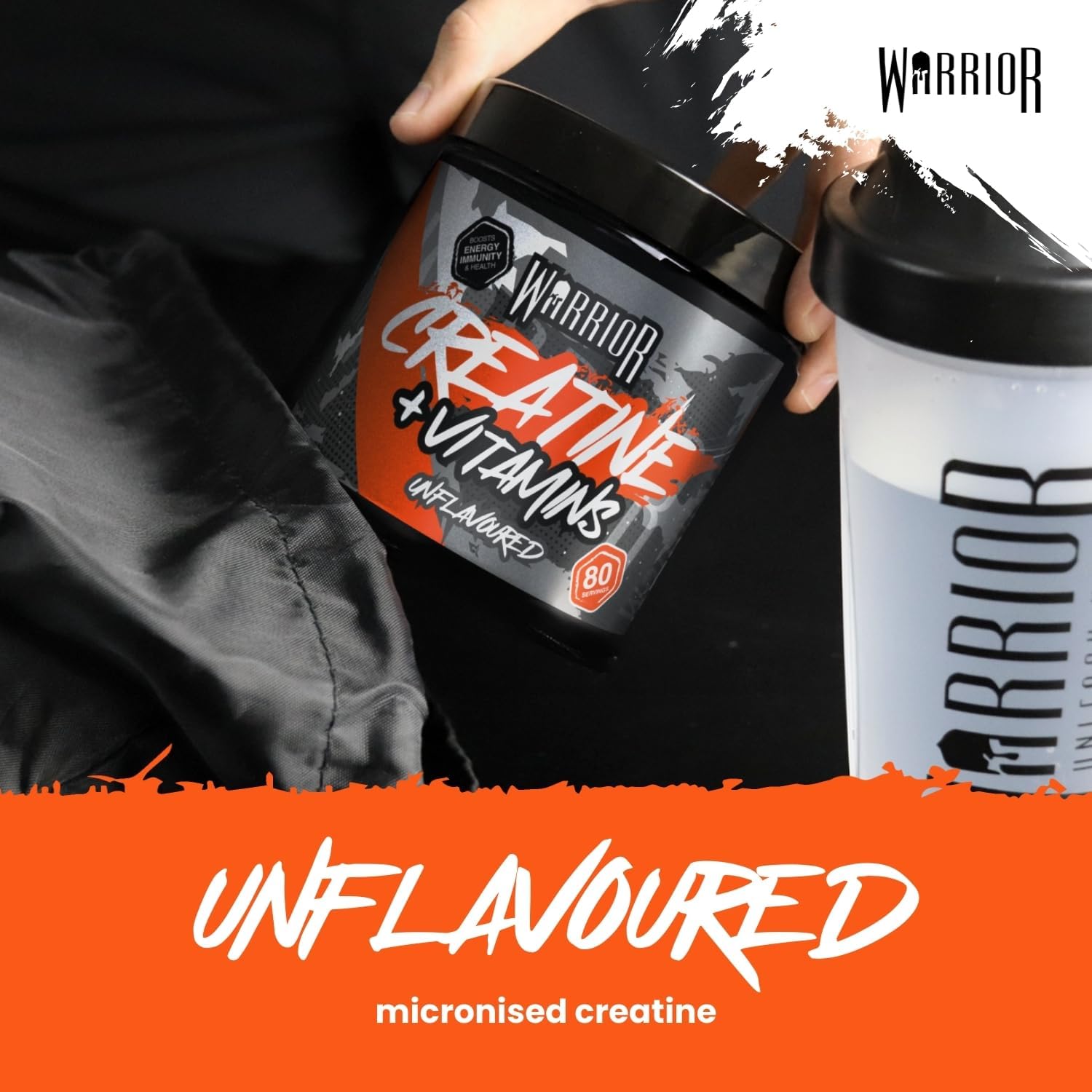 Warrior Creatine Monohydrate Powder + Vitamins 360g - Performance & Recovery - Pure Micronised Multivitamin Nutrition Blend - Vitamin A, B12, C, D, E, Magnesium, Iron, Zinc - 80 Servings (Unflavoured) : Amazon.co.uk: Health & Personal Care