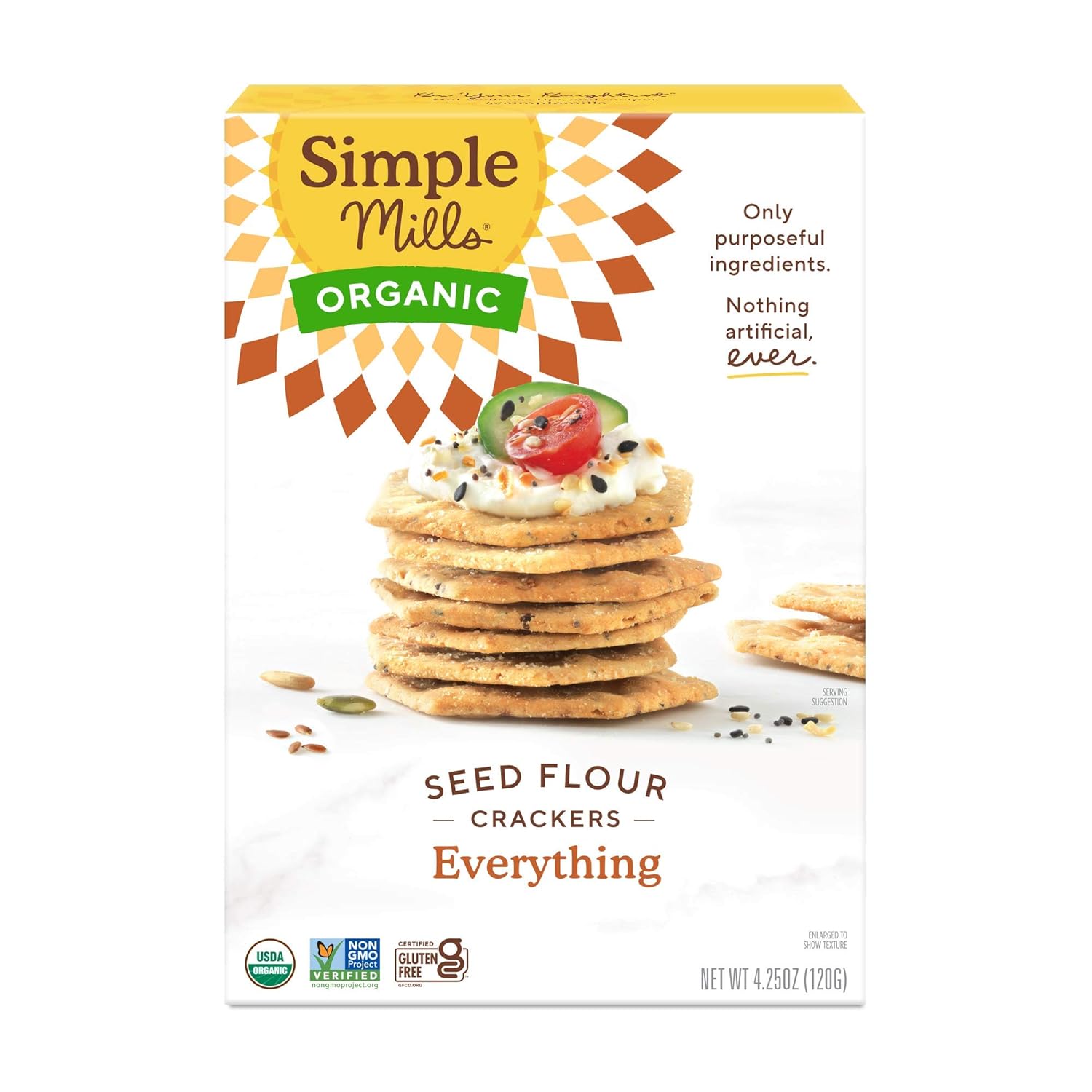 Simple Mills Organic Seed Crackers, Everything - Gluten Free, Vegan, Healthy Snacks, Paleo Friendly, 4.25 Ounce (Pack of 1)