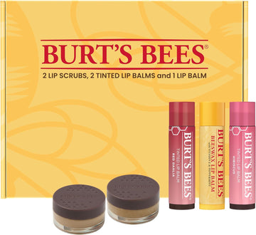 Burt'S Bees Lip Care Set - Lip Balms & Tints In Red Dahlia & Hibiscus, Lip Mask & Scrub