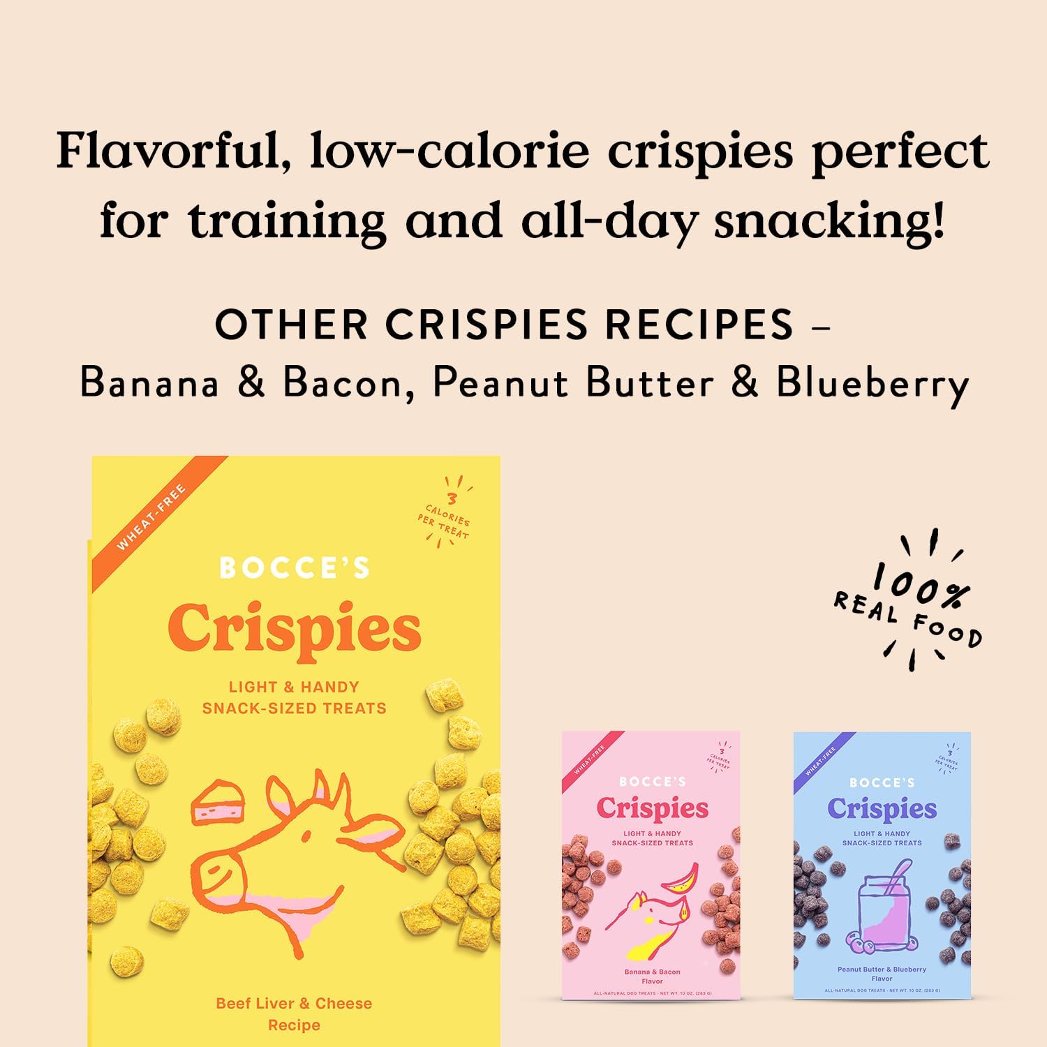 Bocce's Bakery Crispies Training Treats for Dogs, Wheat-Free Dog Treats, Made with Real Ingredients, Baked in The USA, All-Natural & Low Calories Training Treats, Beef Liver & Cheese Recipe, 10 oz : Pet Supplies
