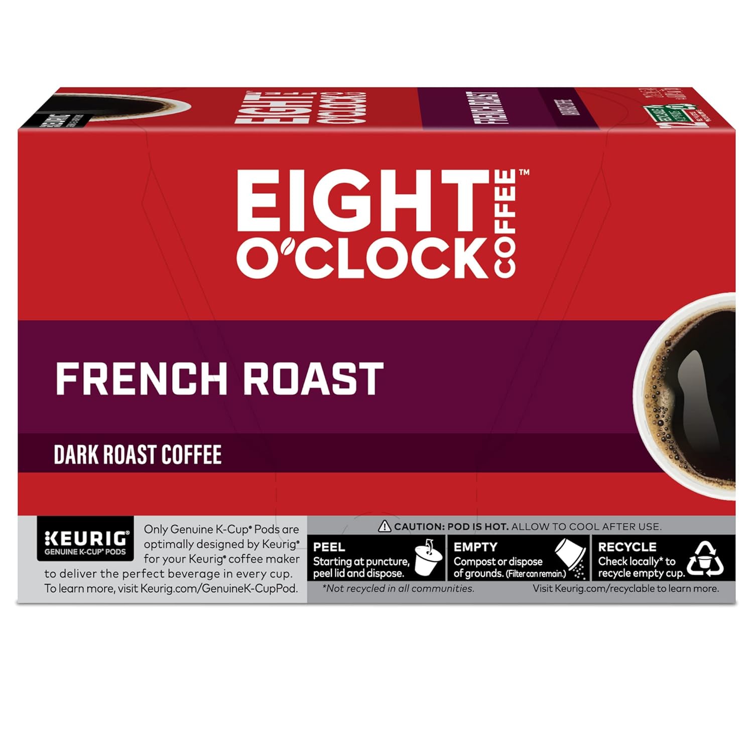 Eight O'Clock Coffee French Roast, Single-Serve Coffee K-Cup Pods, Dark Roast, 72 Count : Everything Else
