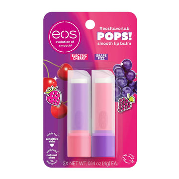eos FlavorLab Pops! Lip Balm- Electric Cherry & Grape Fizz, Limited-Edition, 0.14 oz, 2-Pack