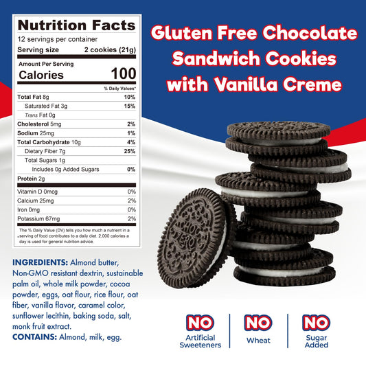 Choczero Keto Chocolate Sandwich Cookies With Creme - Low Sugar Gluten Free Dunkies (1 Box, 9Oz)