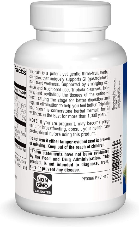 Planetary Herbals Triphala Internal Cleanser 1000mg for GI Tract Wellness - 180 Tablets