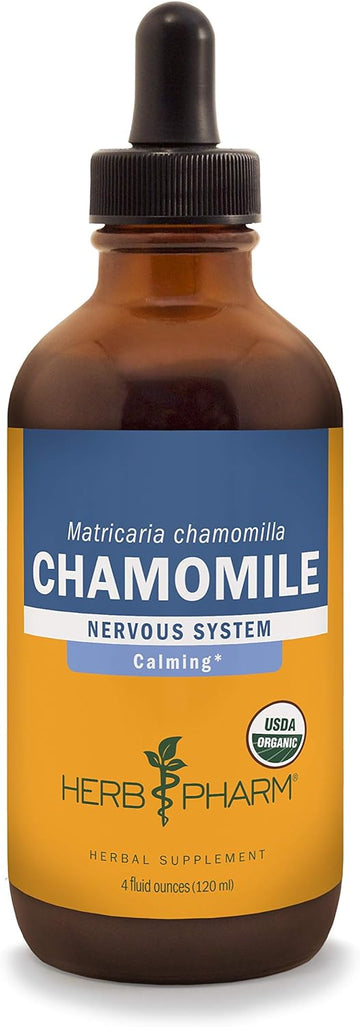 Herb Pharm Certified Organic Chamomile Liquid Extract for Calming Nervous System Support - 4 Ounce