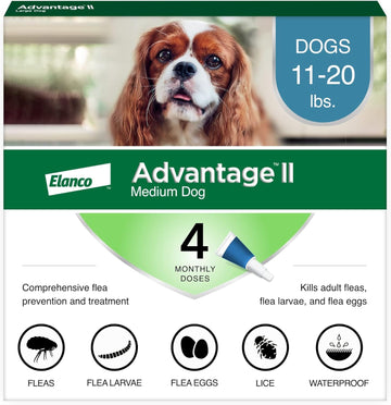 Advantage Ii Medium Dog Vet-Recommended Flea Treatment & Prevention | Dogs 11-20 Lbs. | 4-Month Supply