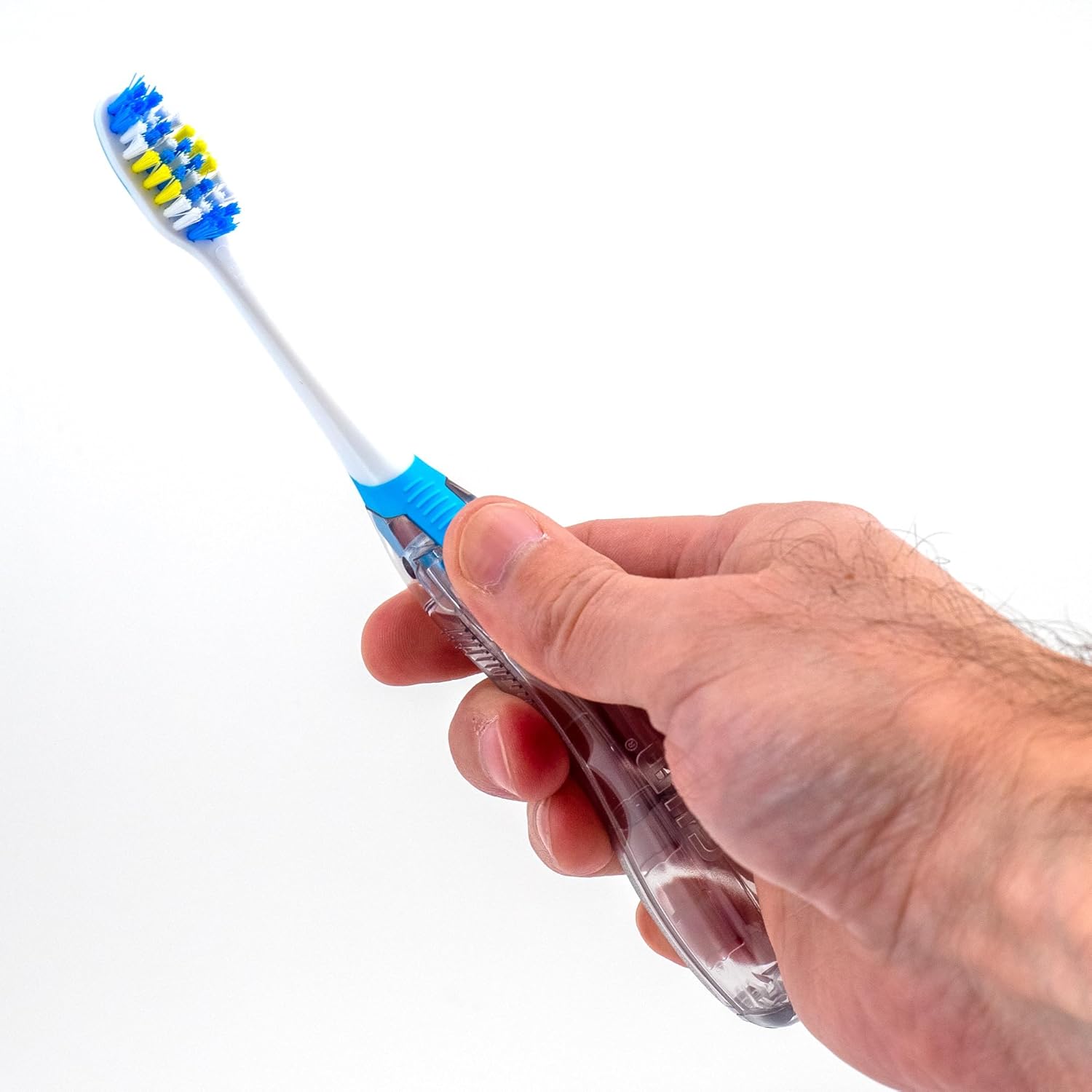 Gum Folding Travel Toothbrush, Compact Head + Tongue Cleaner, Soft Bristled Travel Toothbrushes For Adults, 1Ct (6Pk): Industrial & Scientific