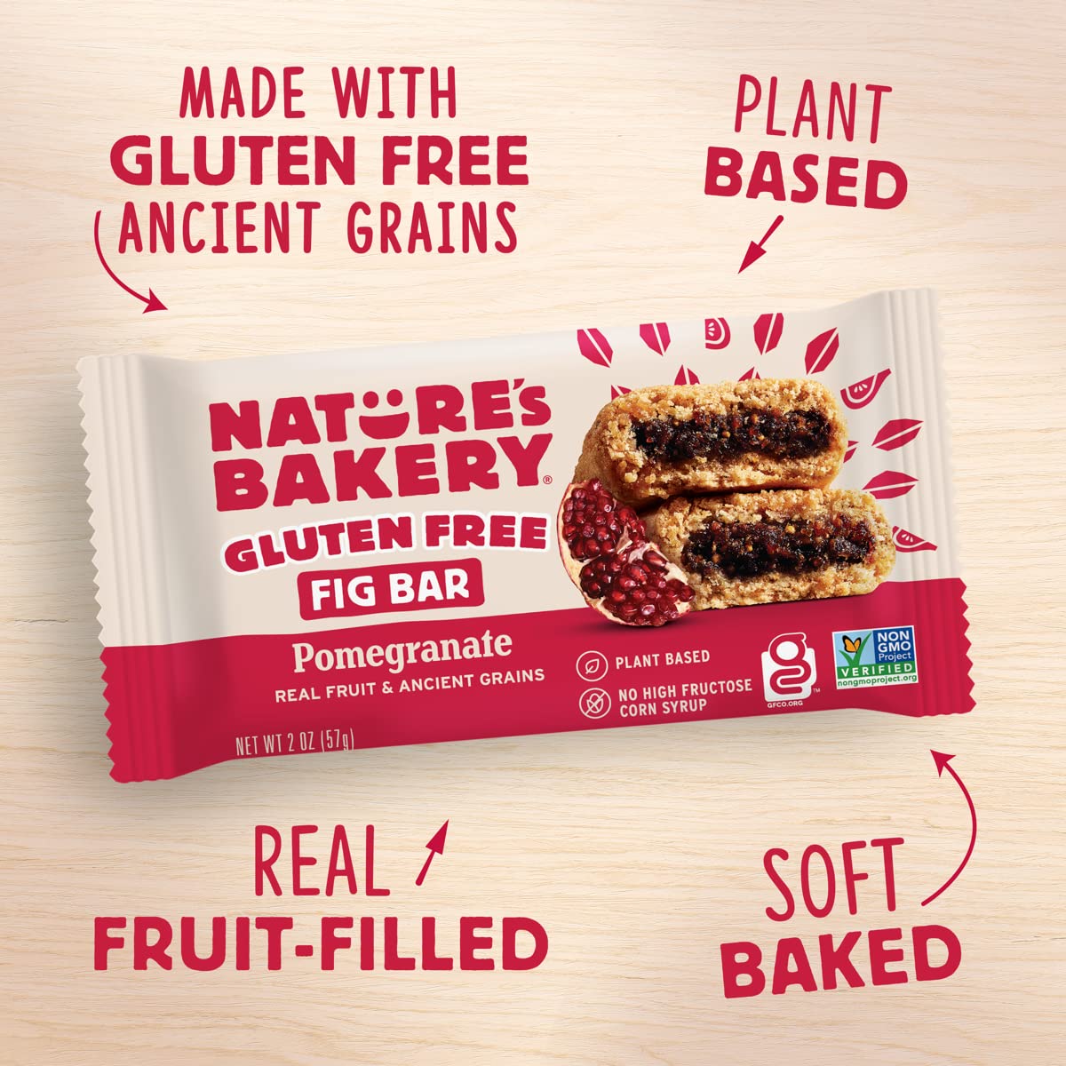 Nature’S Bakery Gluten Free Fig Bars, Pomegranate, Real Fruit, Vegan, Non-Gmo, Snack Bar, 1 Box With 6 Twin Packs (6 Twin Packs)