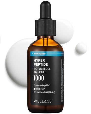 Wellage Hyper Peptide Botuleedle Ampoule - Korean Anti-Aging Ampoule With Botul-Peptide And High Purity Of Hyaluronic Acid - Pore Elasticity, Plumping Skin, Hydrating Face Serum, 1.69 Fl.Oz