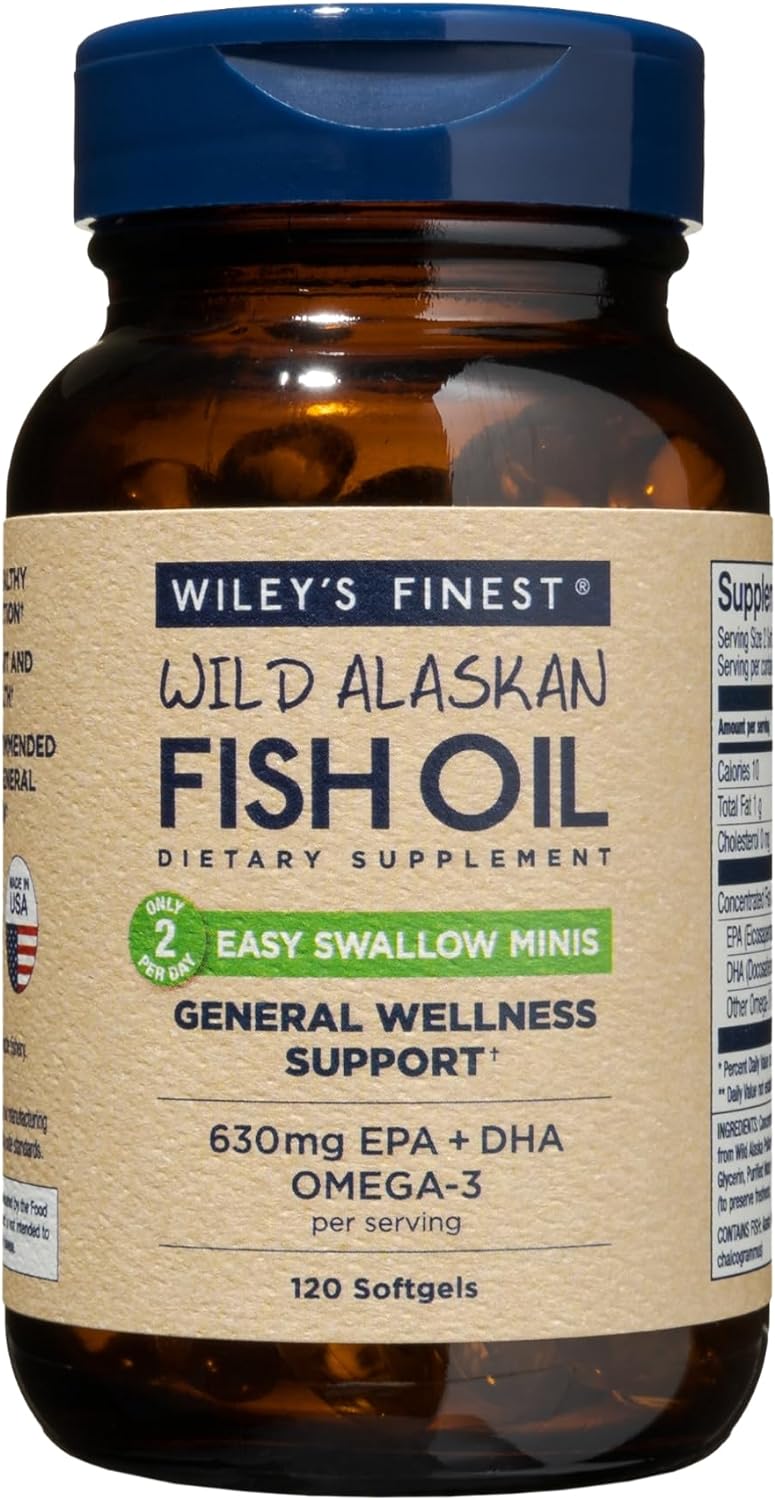 Wiley's Finest Wild Alaskan Fish Oil Easy Swallow Minis - Omega-3 Fish