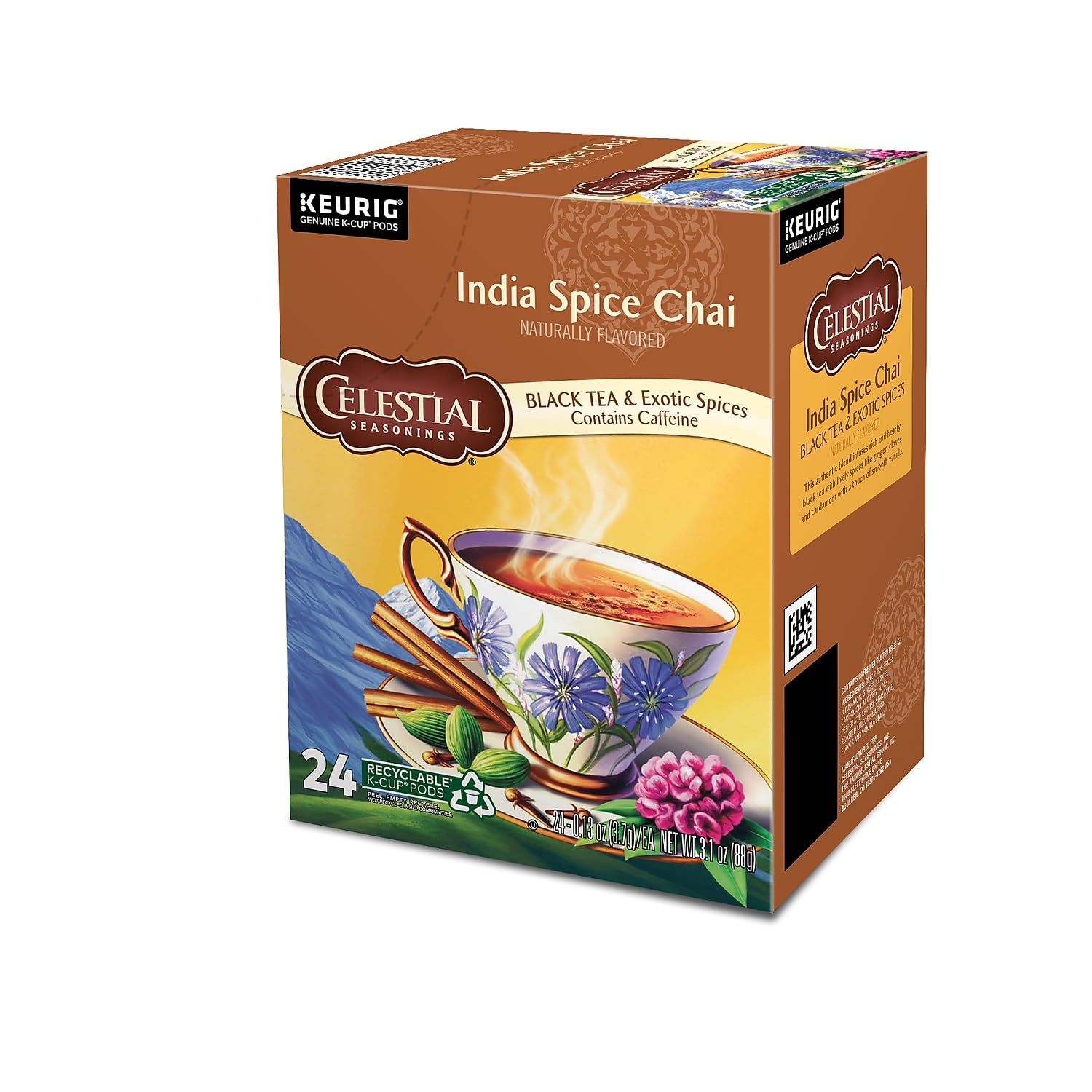 Celestial Seasonings India Spice Chai, K-Cup Portion Pack For Keurig K-Cup Brewers, 24-Count