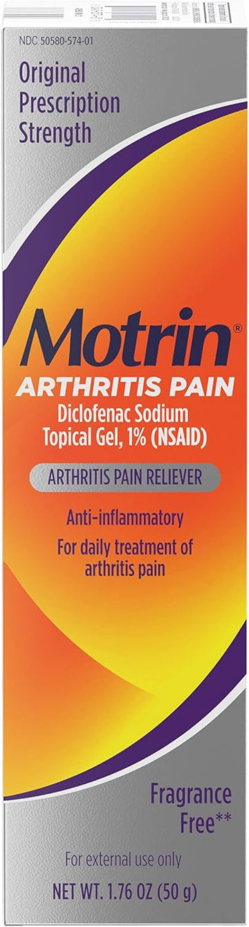 Motrin Arthritis Pain Relief Diclofenac Sodium Topical Gel 1%, Anti-Inflammatory Cream For Arthritis Pain In Hands, Wrists, Elbows, Knees, Feet & Ankles, Nsaid Pain Relief Gel, 1.76 Oz