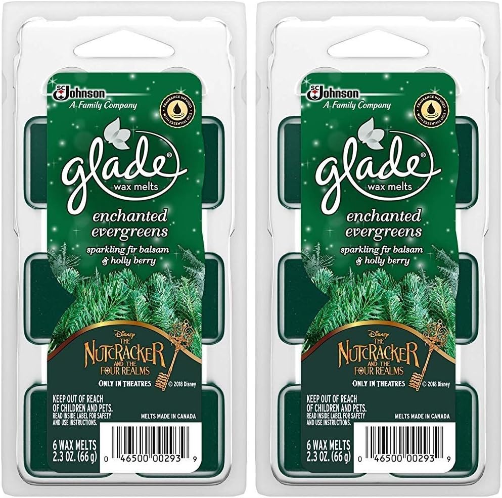 Glade Wax Melts Air Freshener - Holiday Collection 2018 - Enchanted Evergreens - Net Wt. 2.3 OZ (66 g) Per Package - Pack of 2 Packages