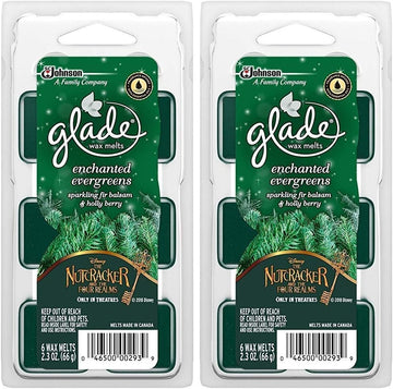 Glade Wax Melts Air Freshener - Holiday Collection 2018 - Enchanted Evergreens - Net Wt. 2.3 OZ (66 g) Per Package - Pack of 2 Packages