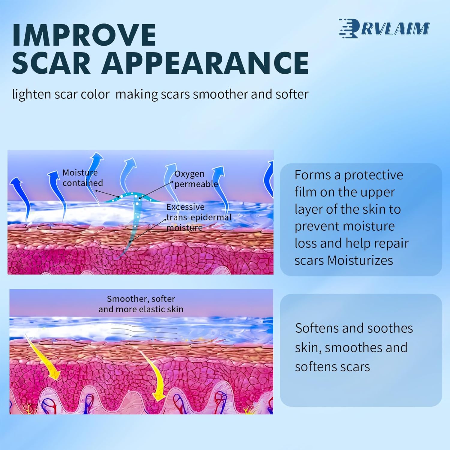 Rvlaim Scar Cream Gel, Advanced Silicone Scar Gel, Professional Scar Removal Cream For Surgical Scars, Stretch Mark, Keloid Bump, C-Section, Old And New Scars 1.7 Oz(50G) : Health & Household