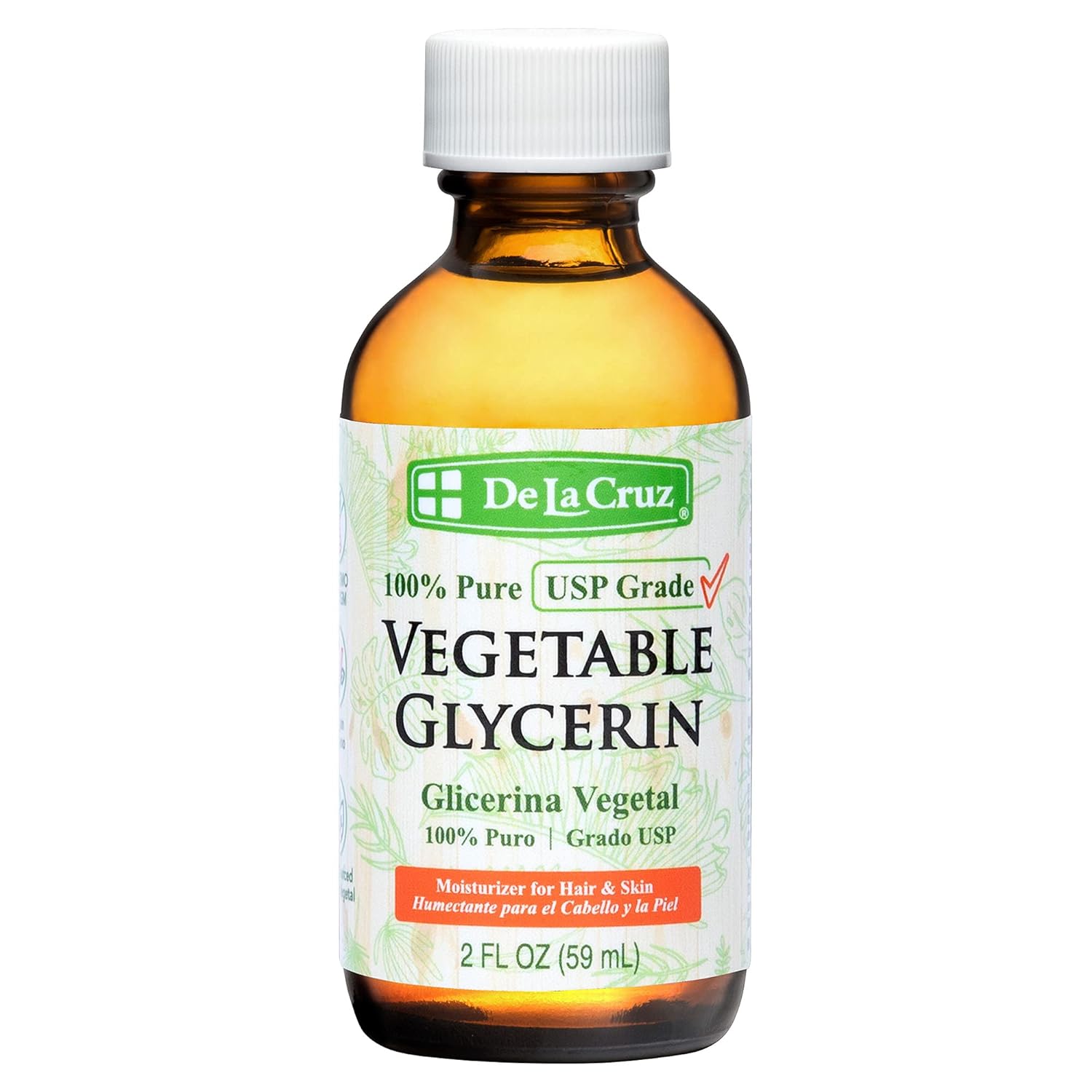 De La Cruz Vegetable Glycerin, 100% Pure Liquid Glycerine Usp Grade For Hair, Skin And Diy Projects 8 Fl. Oz
