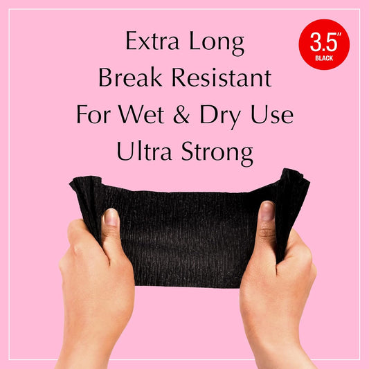 Red By Kiss Hair Wrapping Strip, Ultra Strong 2X Longer Stretch, 40 Strips, Suitable For Wet/Dry Hair, White, Styling Paper For Sleek Hairstyles (3.5", Black, 1 Pack)