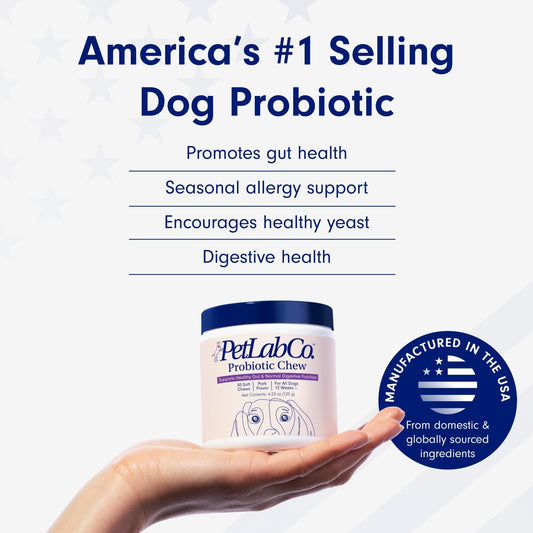 Petlab Co. Probiotics For Dogs, Support Gut Health, Diarrhea, Digestive Health & Seasonal Allergies - Pork Flavor - 30 Soft Chews - Packaging May Vary (Value 2-Pack)