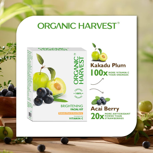 Organic Harvest Vitamin A Facial Kit Increases Skin Elasticity, Tighten Skin, Protects Skin Against Sun Damage, Ideal For Dry & Combination Skin, Paraben & Sulphate Free – 50Gm