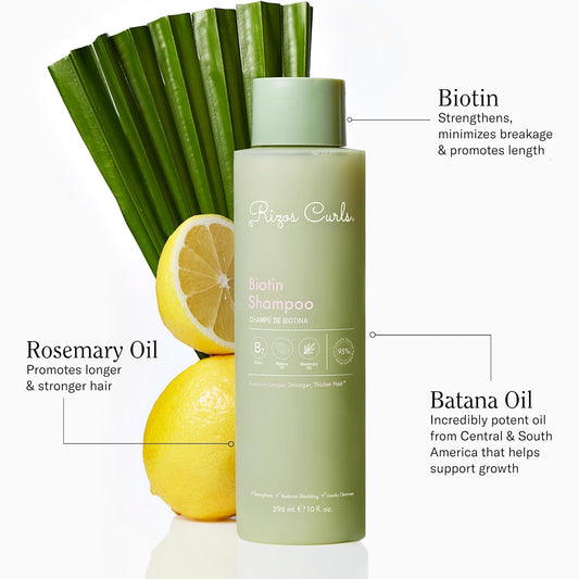Rizos Curls Biotin Shampoo Gently Cleanse, Strengthen & Nourish Hair With Biotin & Rosemary Oil Reduces Shedding For Fuller, Healthier Hair For All Hair Types Sulfate & Paraben Free