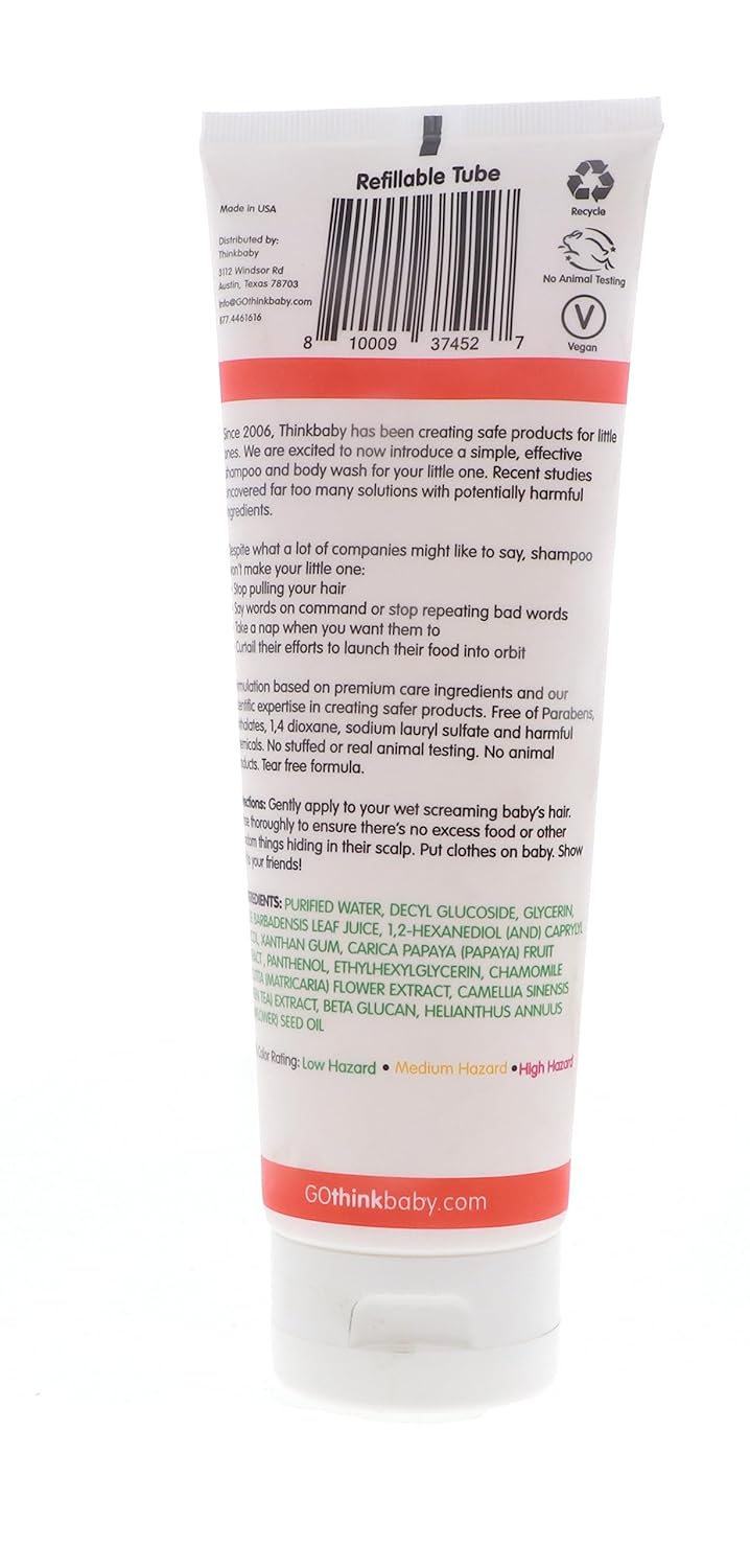 Thinksport Kids Shampoo & Body Wash | Tear Free, EWG Verified, Free of Parabens, Phthalates | Clean, For Hair & Body, Sensitive Skin - Papaya, 8oz (TUSHAMPK) : Beauty & Personal Care