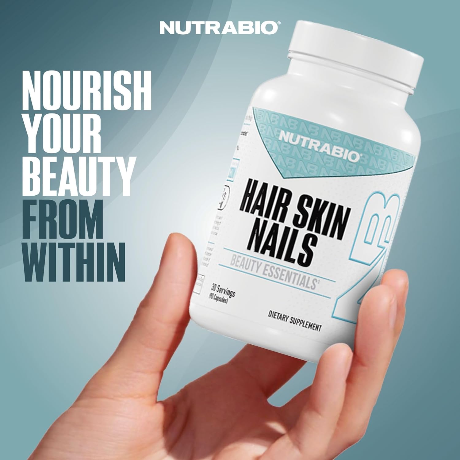 Nutrabio Hair Skin Nails Vitamins| Enhanced Collagen Support | Skin Hydration | For Men & Women With Biotin, Keratin, Hyaluronic Acid & More- 90 Capsules : Health & Household