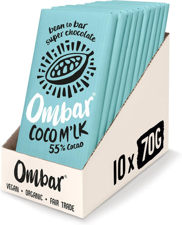 Vegan Chocolate - Ombar Coco M’Lk 55% Cacao Chocolate (70G X 10 Bars) Organic, Fair Trade, Dairy Free And Gluten Free Chocolate