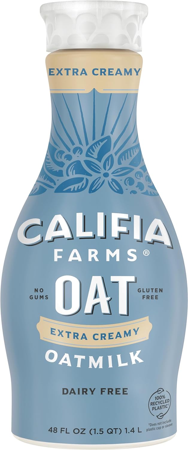 Califia Farms - Extra Creamy Oat Milk, 48 Oz, Dairy Free, Plant Based, Vegan, Gluten Free, Non Gmo, High Calcium, Smoothie, Oatmilk