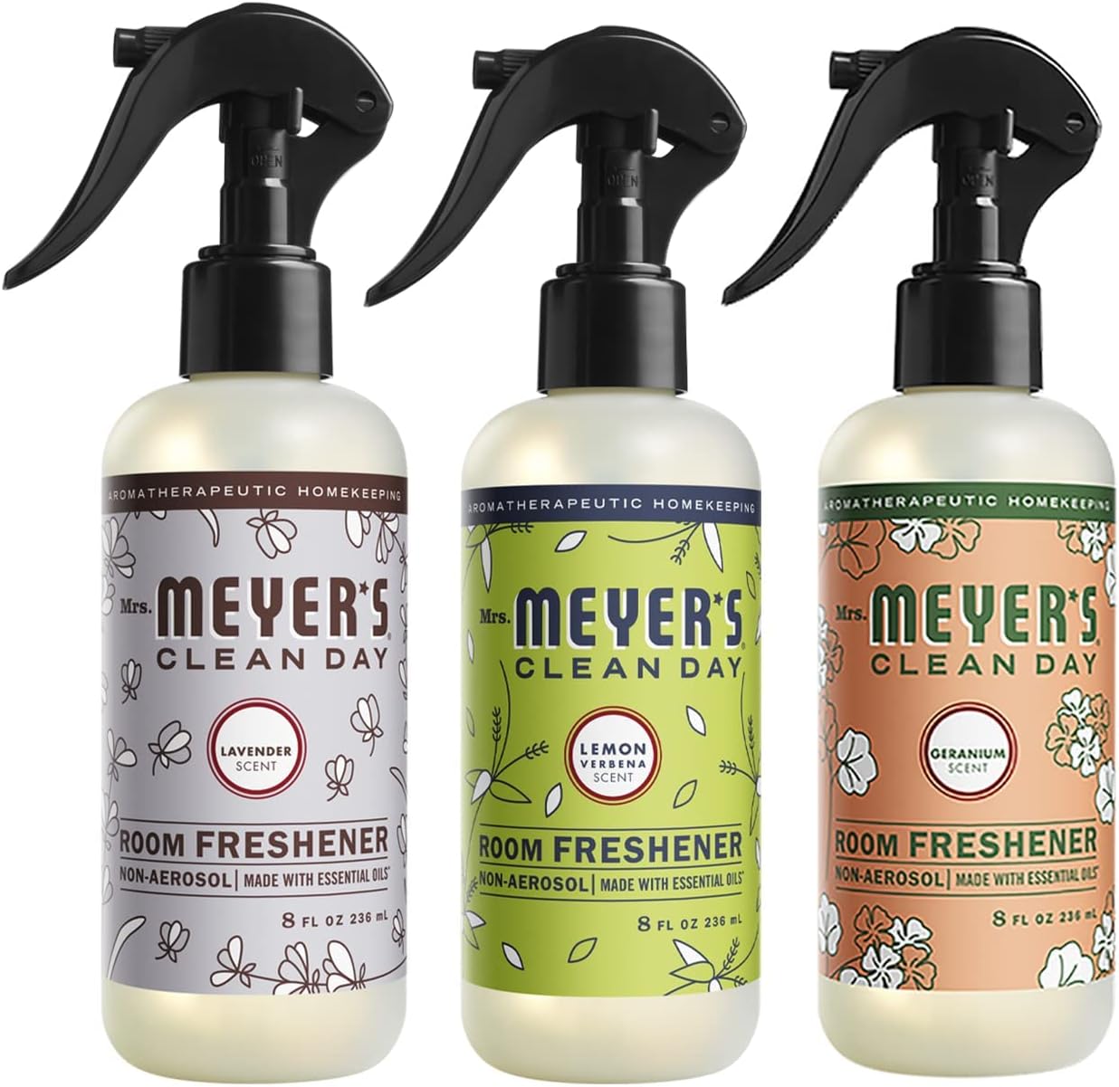 MRS. MEYER'S CLEAN DAY Room Freshener Variation Includes 1 Lemon Verbena, 1 Geranium, and 1 Lavender 3 ct