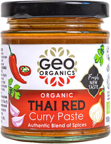 Geo Organics Thai Green Curry Paste 180G (Pack Of 1) Serves 4 | Organic & Vegan-Friendly Thai Curry Paste | Authentic Thai Recipe Base | Certified By Soil Association Curry Paste