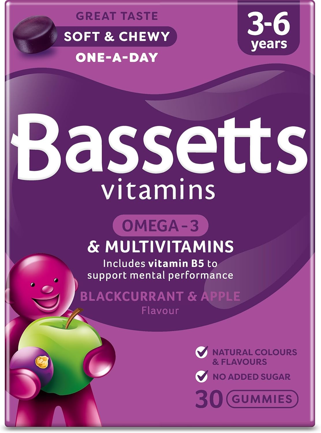 Bassetts Vitamins 3-6 Years Blackcurrant And Apple Flavour Multivitamins 30 Gummies