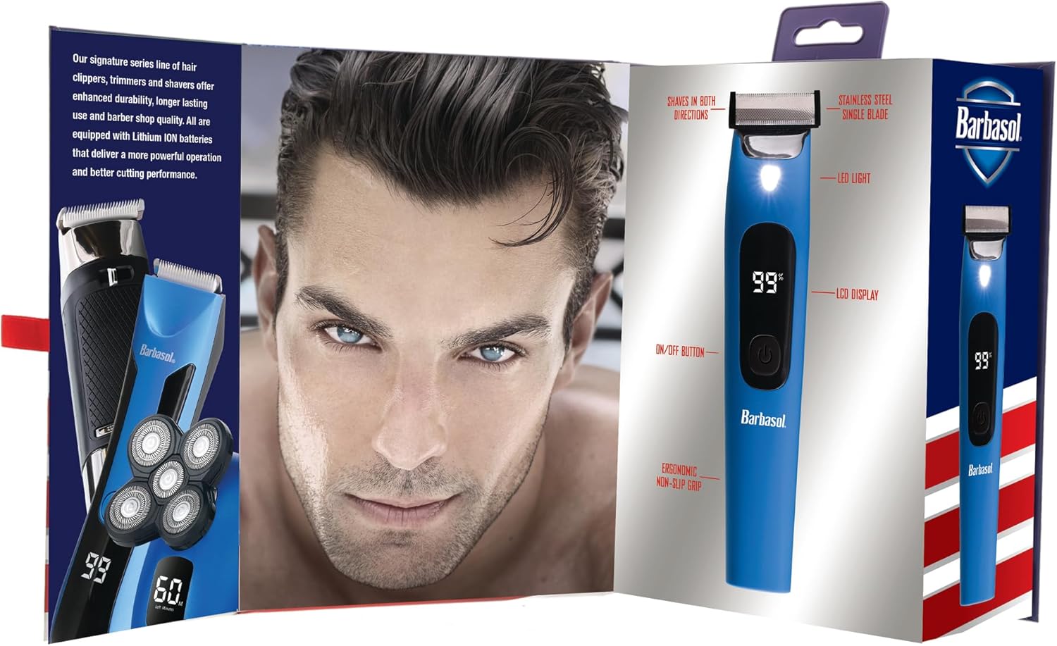 Barbasol Hybrid Face & Body Single Blade Shaver - Rechargeable, Wet/Dry, Led Screen, Built-In Light