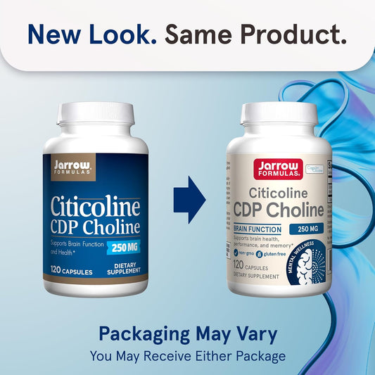 Jarrow Formulas Citicoline Cdp Choline 250 Mg, Cdp Choline Supplement Supports Brain Health, Performance And Memory, 120 Capsules, Up To A 120 Day Supply, Pack Of 12