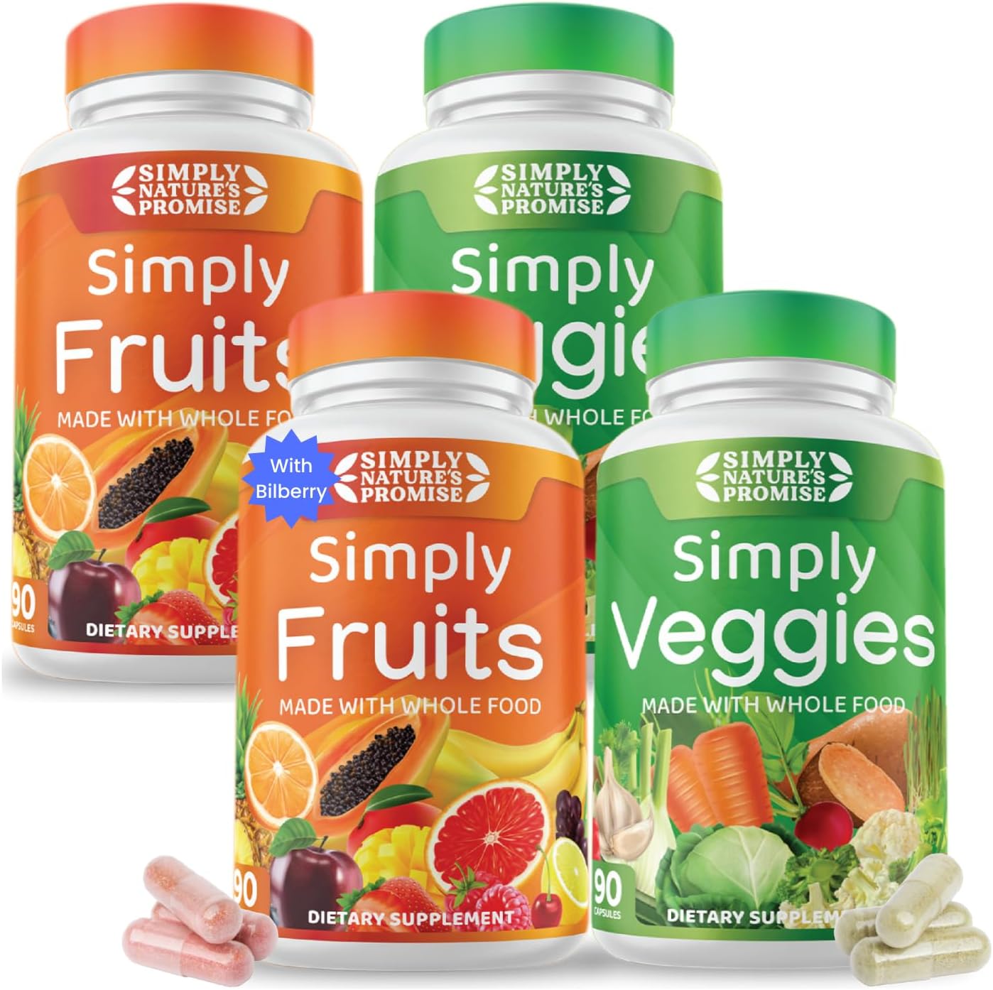 Simply Nature'S Promise - Packed With Over 40 Different Fruits & Vegetables - Made With Whole Food Superfoods - 100% Soy Free - Nature Balance & Energy - 90 Count (Pack Of 4)