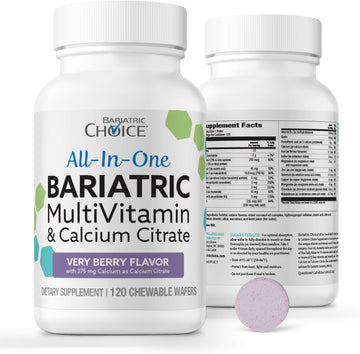 Bariatric Choice All-In-One Chewable Bariatric Multivitamin With Iron & Calcium Citrate, Very Berry (120Ct)