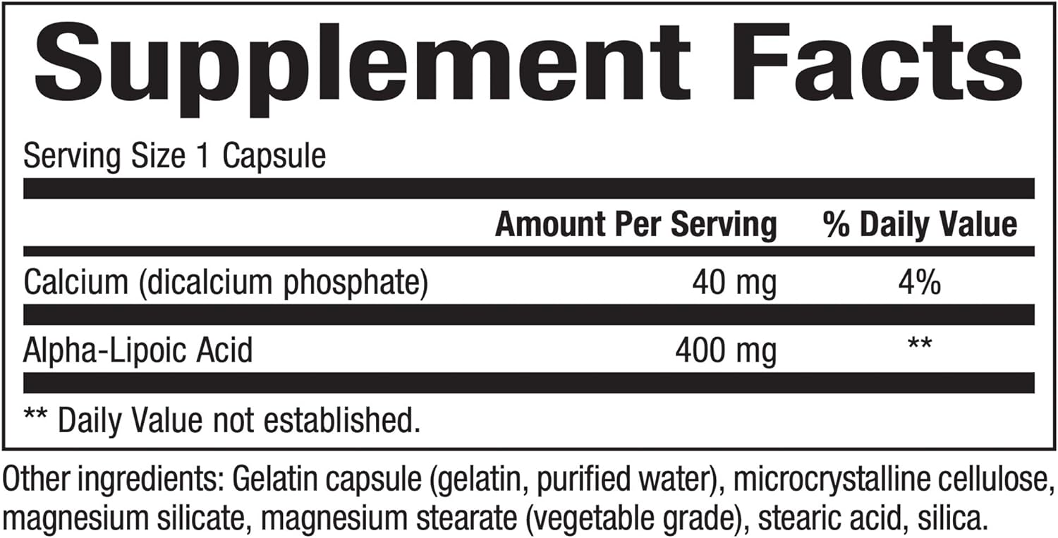 Natural Factors, Alpha-Lipoic Acid 400 mg, Whole Body Antioxidant Support, 60 Capsules : Health & Household