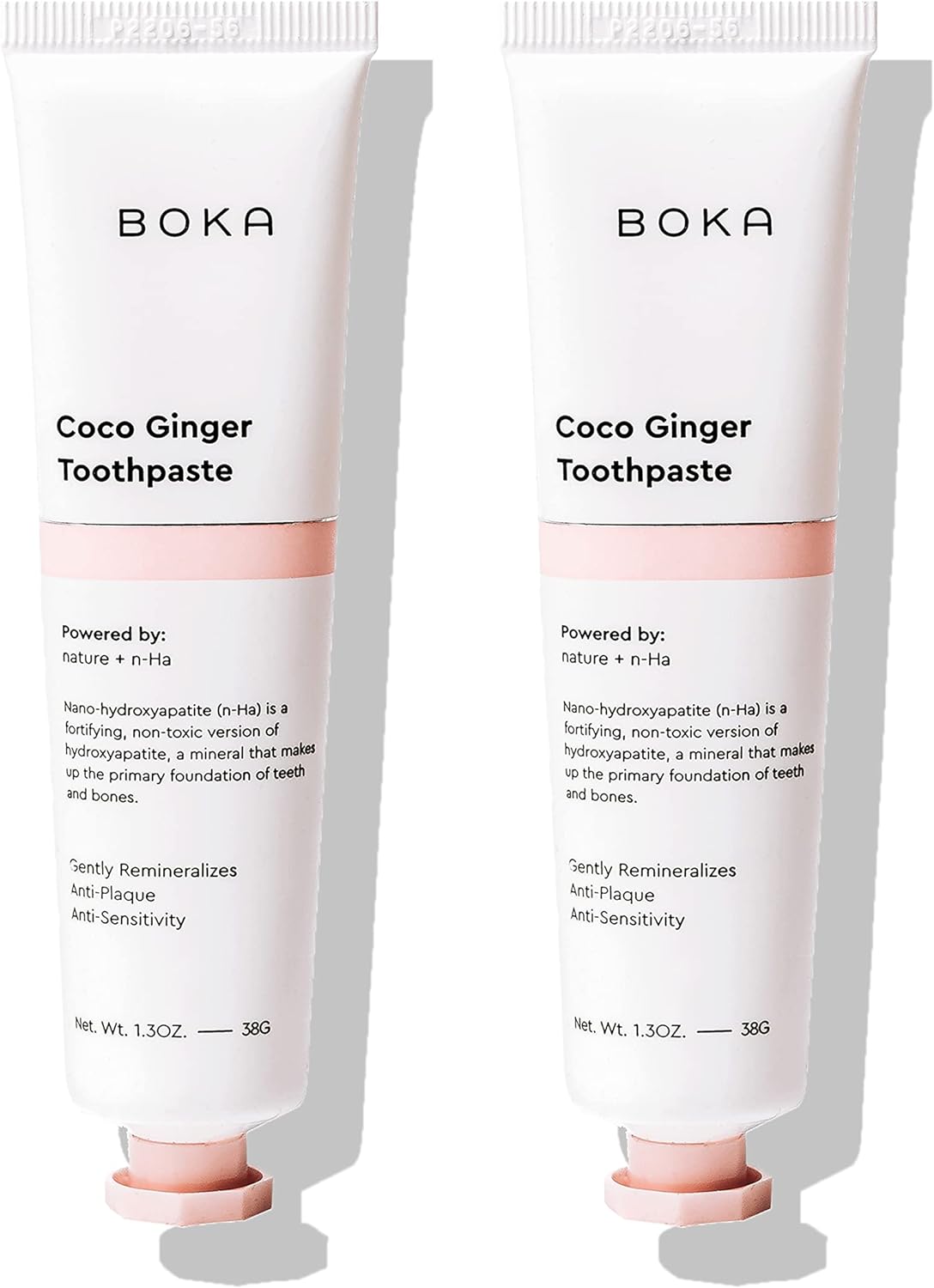 Boka Travel Size Toothpaste - Coco Ginger, 1.3 Fl Oz, Pack of 2 - Nano Hydroxyapatite for Remineralizing, Sensitive Teeth, & Whitening - Fluoride Free - Dentist Recommended for Adult, Kids