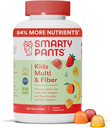 Smartypants Kids Multivitamin Gummies And Fiber Supplement: Omega 3 Fish Oil (Epa/Dha), Vitamin D3, C, Vitamin B12, B6, Vitamin A, Zinc, Fiber Gummies, Three Fruit Flavors, 120 Count (30 Day Supply)