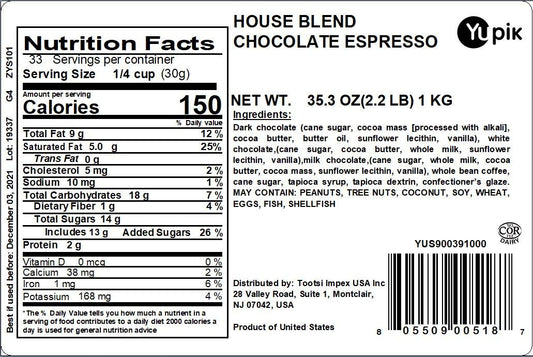 Yupik House Blend Espresso Chocolates, 2.2 lb