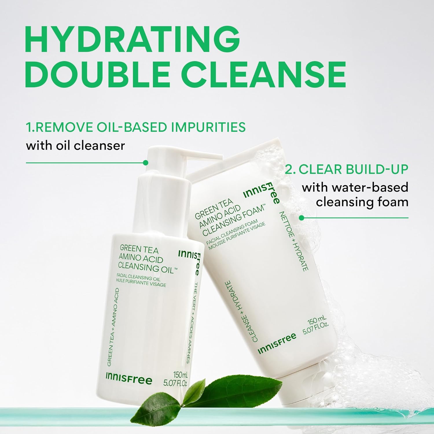 Innisfree Green Tea Amino Acid Cleansing Oil, Hydrating Korean Face Wash With Jojoba, Makeup Remover, Sunscreen Dissolving Formula : Beauty & Personal Care