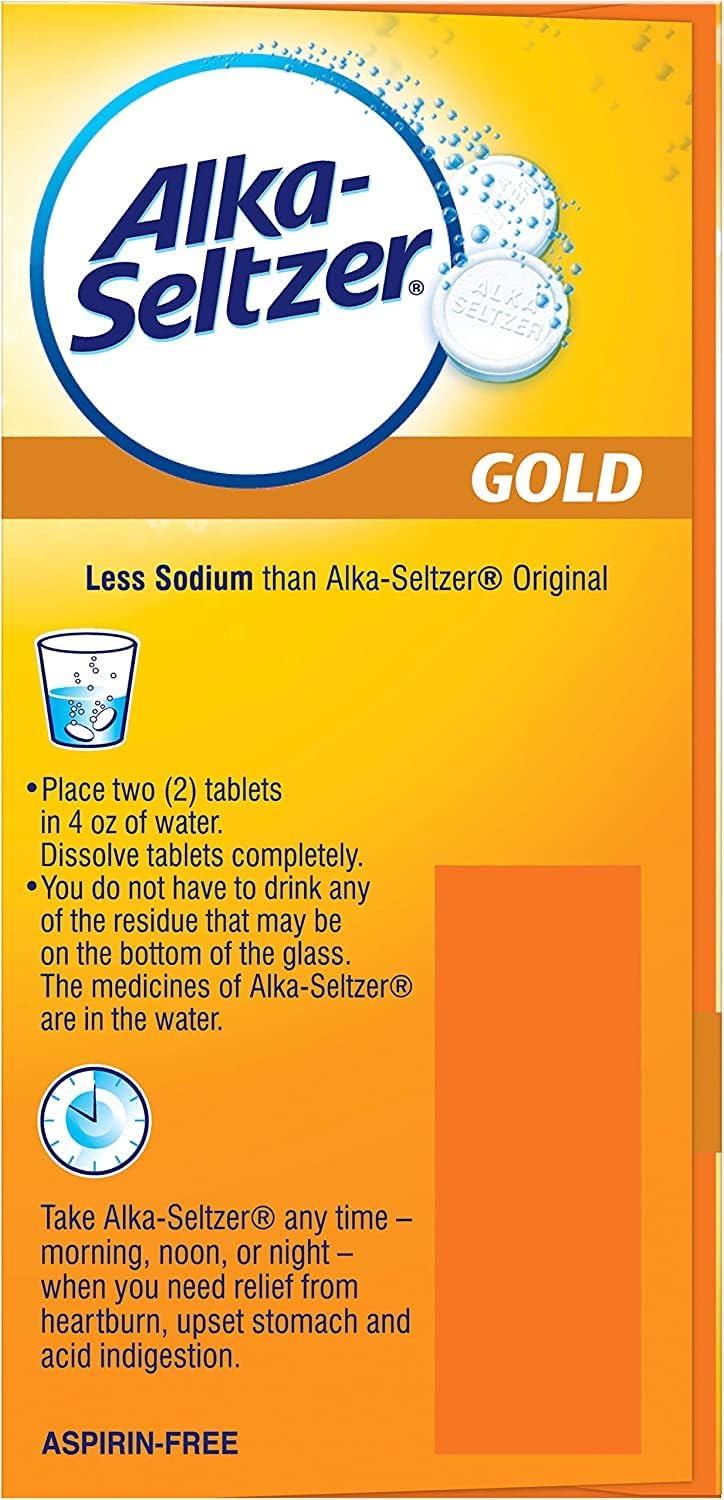 Alka-Seltzer Effervescent Gold, 36 Tablets, Pack of 3 : Health & Household