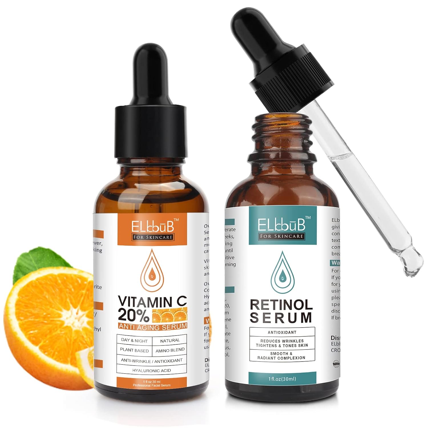 Day-Night Anti Aging Vitamin C Serum Retinol Serum For Face With Retinol & Amino Acids - Boost Skin Collagen,Hydrate & Plump Skin Facial Serum