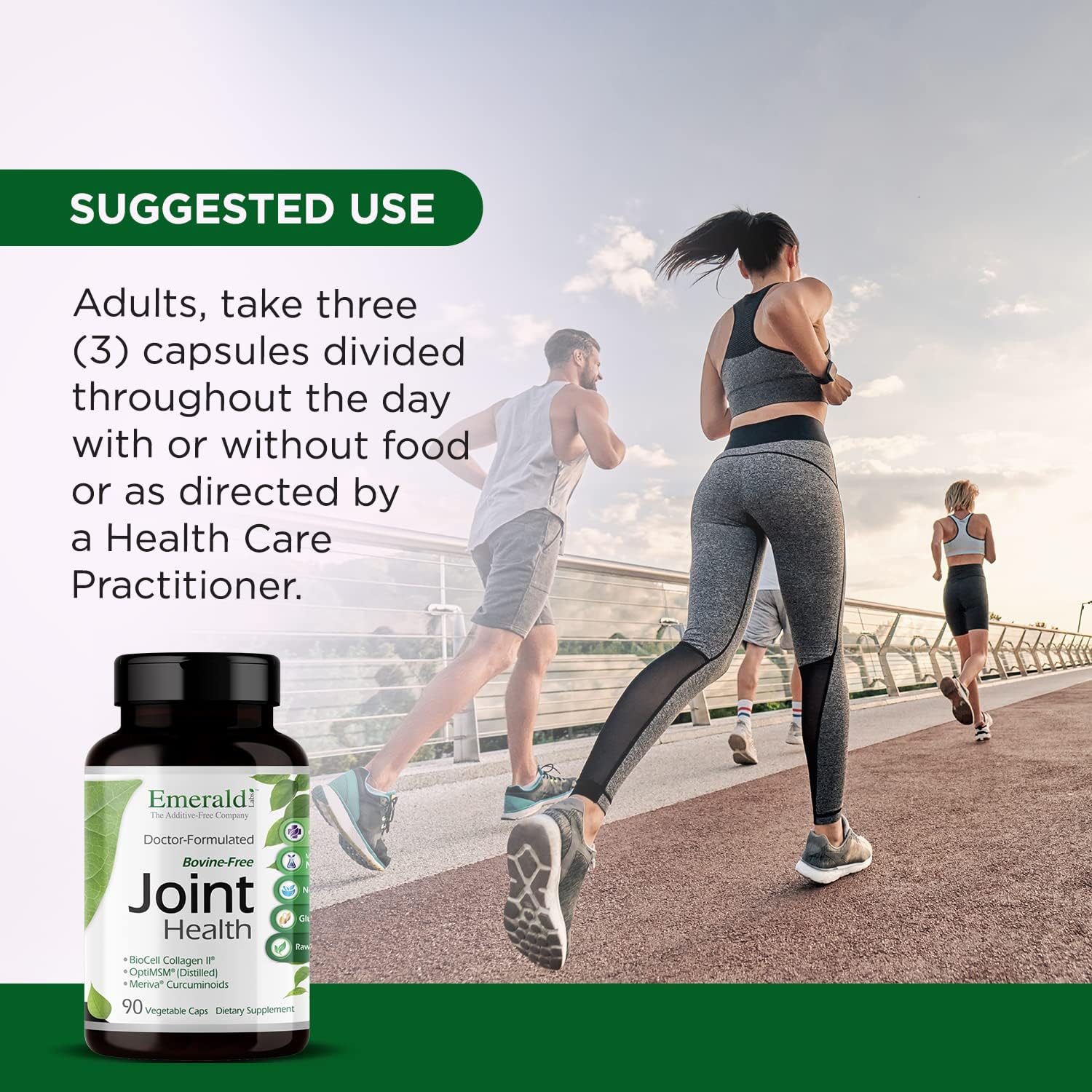 EMERALD LABS Joint Health - Biocell II Collagen, OptiMSM, Glucosamine, Meriva Turmeric Curcuminoids & More - Joint Health, Mobility & Flexibility Support* - 90 Vegetable Capsules (30-Day Supply) : Health & Household