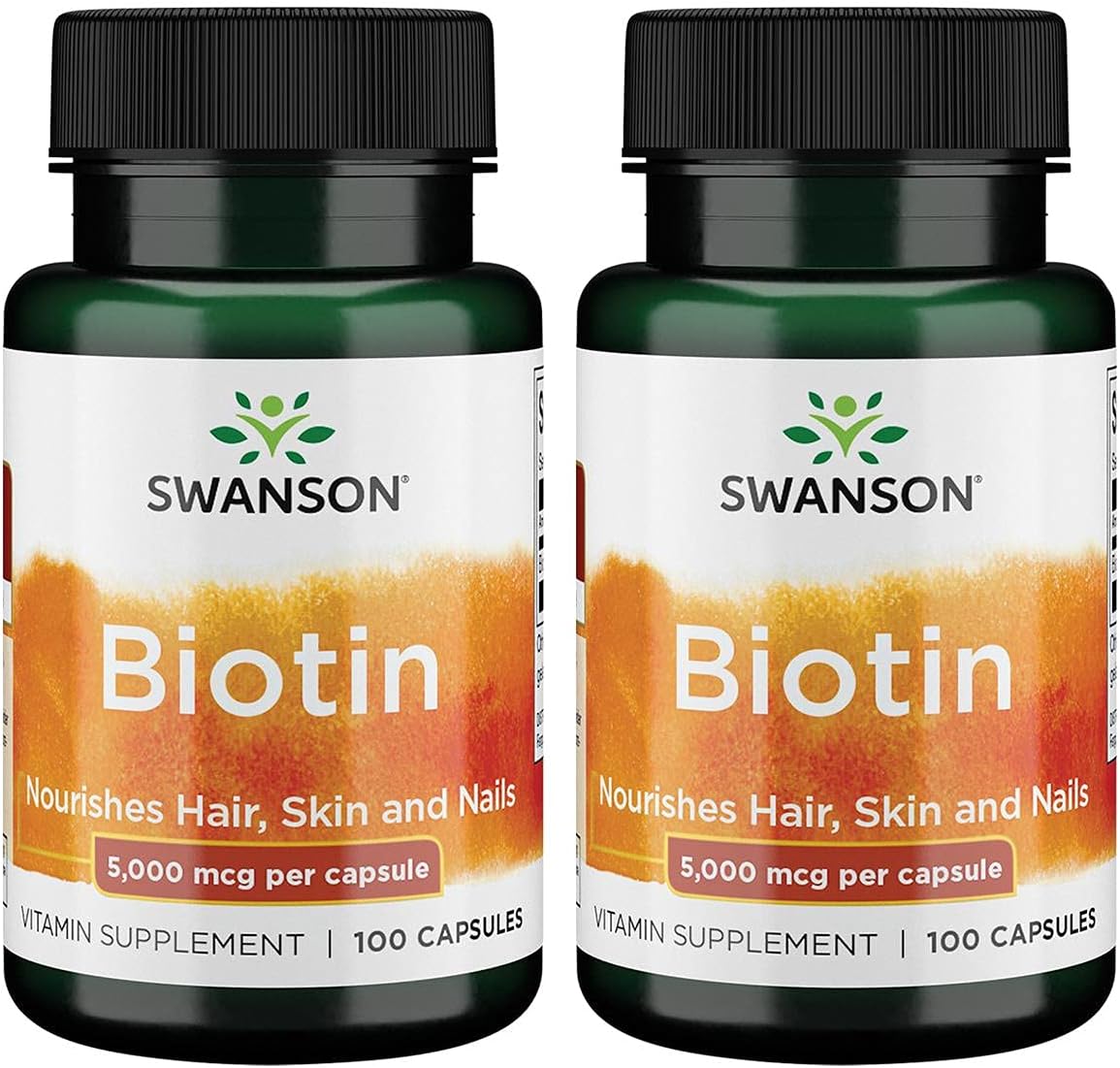 Swanson Biotin 5,000 Mcg 100 Caps 2 Pack