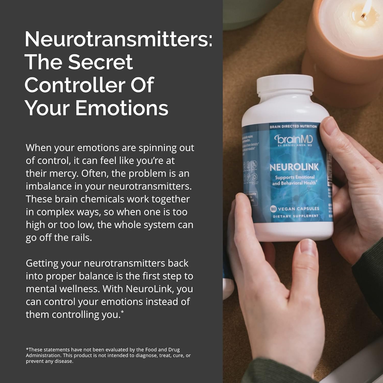 Dr Amen Brainmd Neurolink - 180 Capsules - Promotes Optimal Brain Function, Focus & Concentration - Gluten Free - 45 Servings : Health & Household